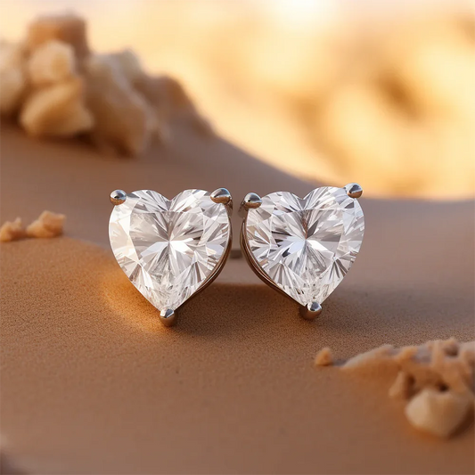 Heart Cut Moissanite Stud Earrings